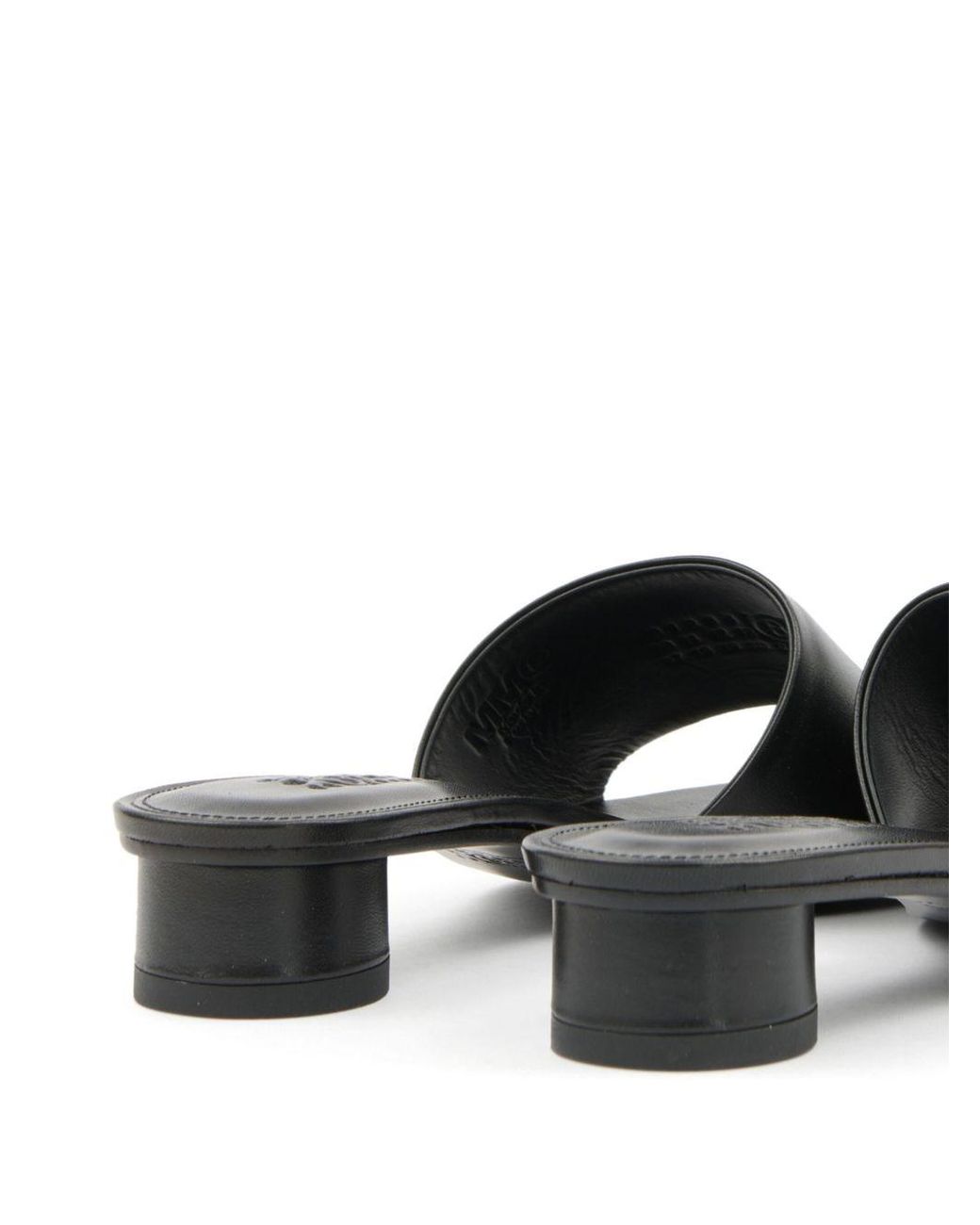 MM6 by Maison Margiela Black Leather Slides