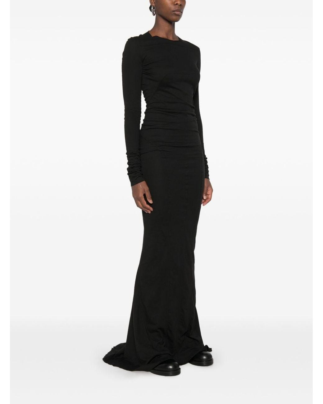 Rick Owens Black Cotton Gown Dress
