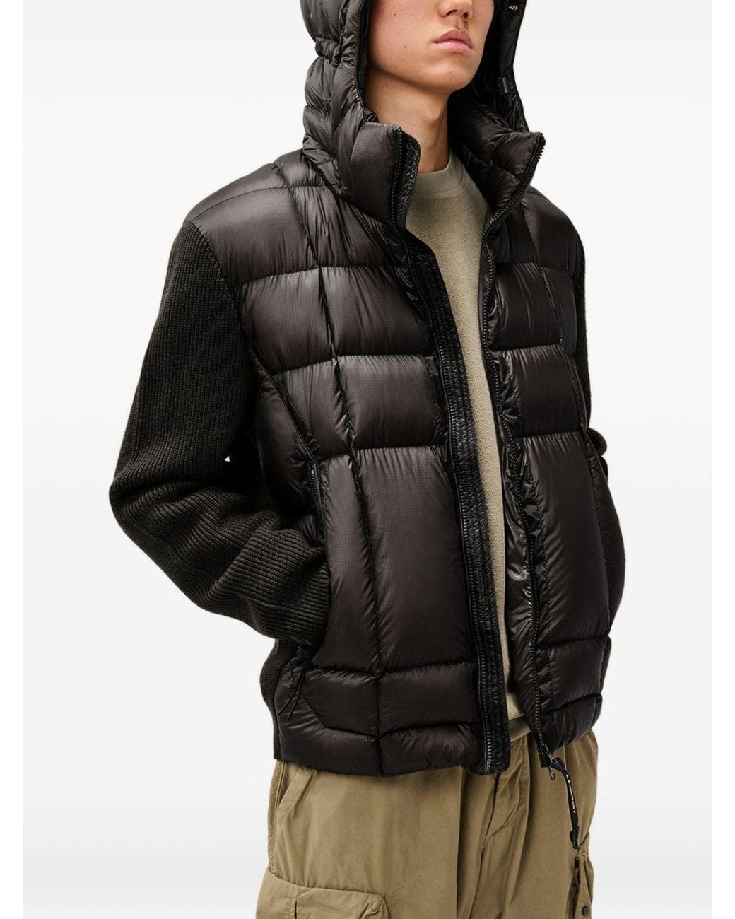 C P Company Black Wool And Nylon Down Jacket for men