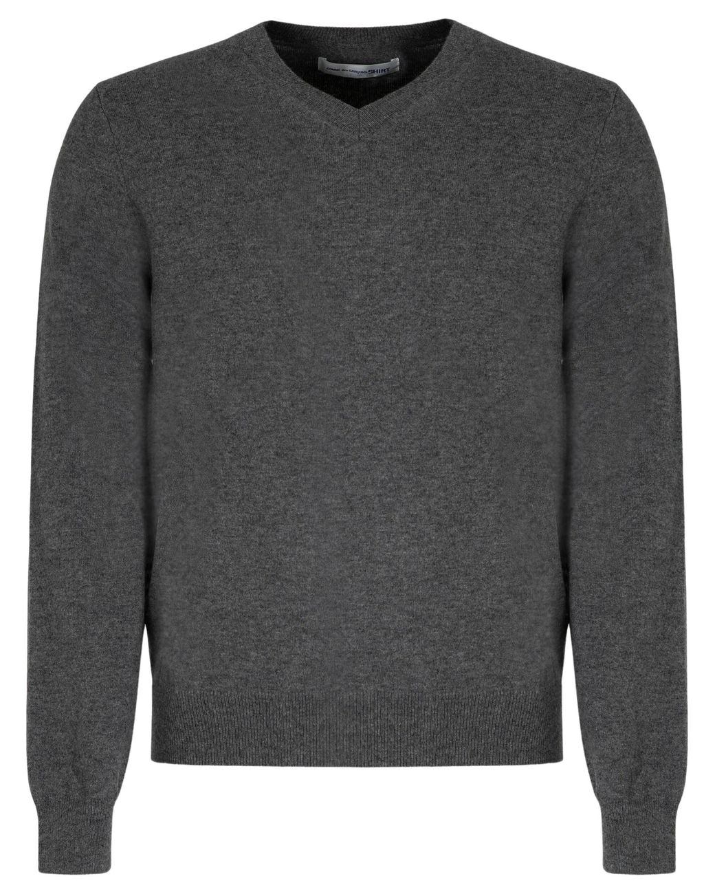 Comme des Garçons Gray V-Neck Wool Sweater for men