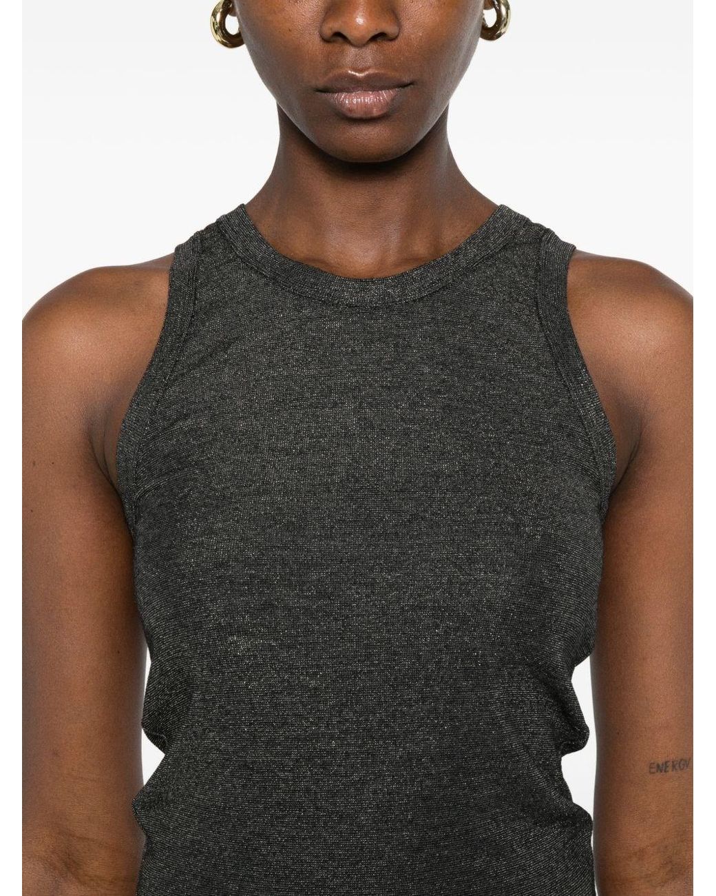 Brunello Cucinelli Gray Metallic-effect Sleeveless Top