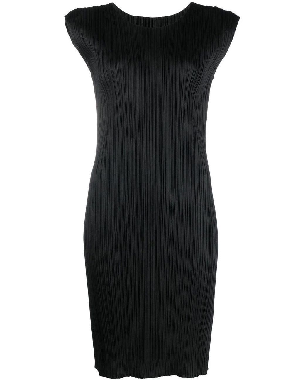 Pleats Please Issey Miyake Monthly Colours Plissé Short Dress in Black ...