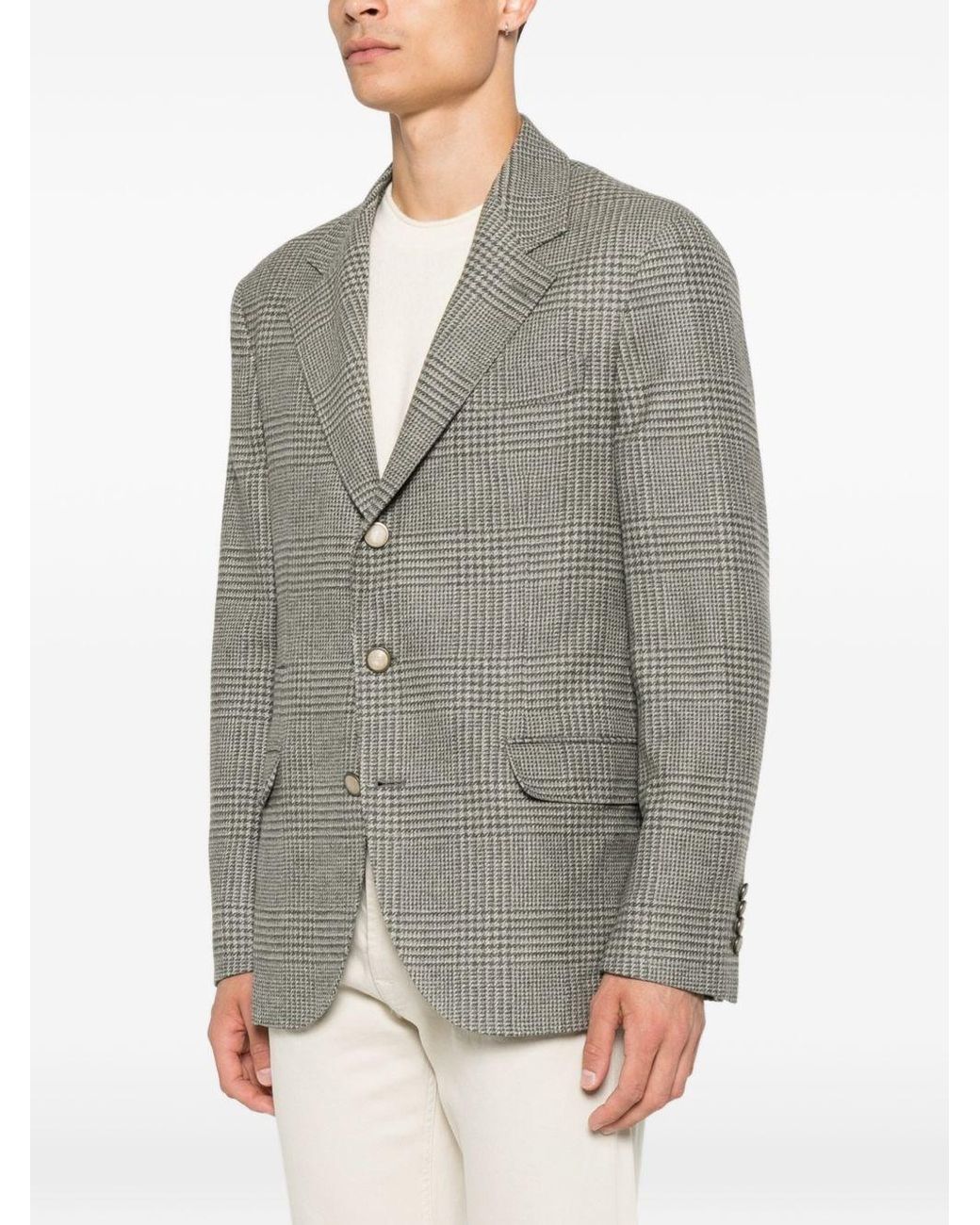 Brunello Cucinelli Gray Wool Single-Breasted Jacket for men