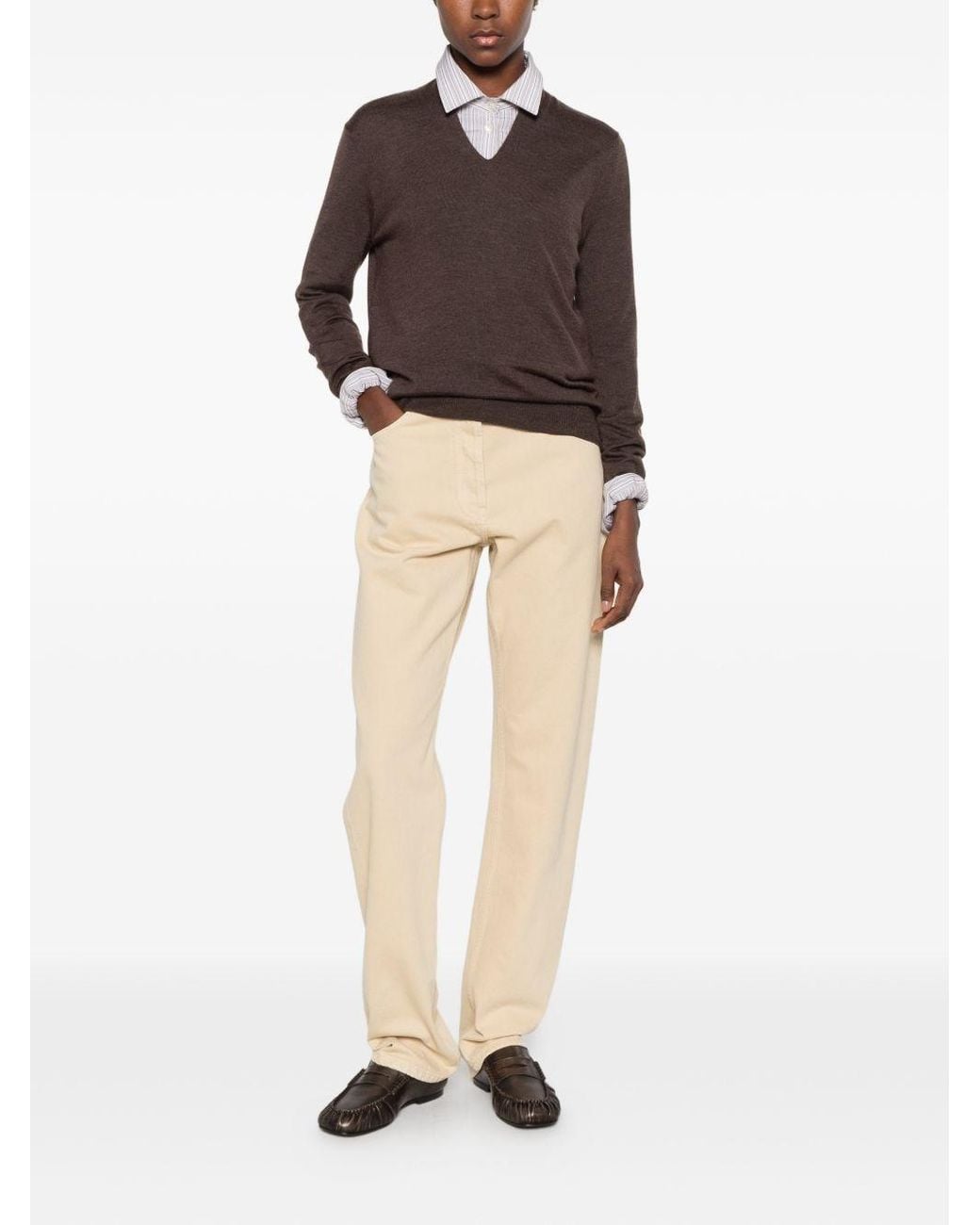 The Row Brown Quovine Cashmere Polo Shirt