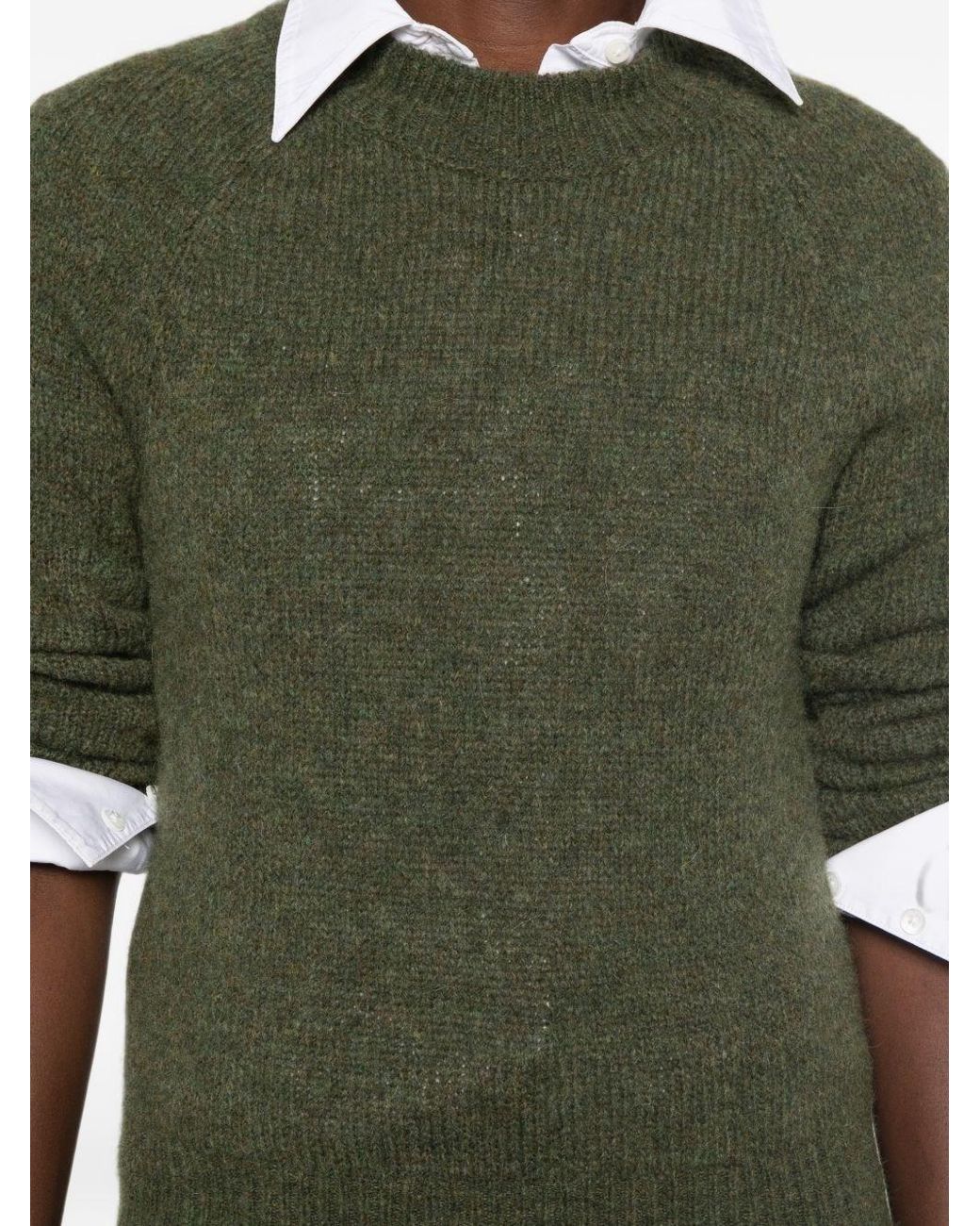 Dries Van Noten Green Texas Wool Crewneck Sweater