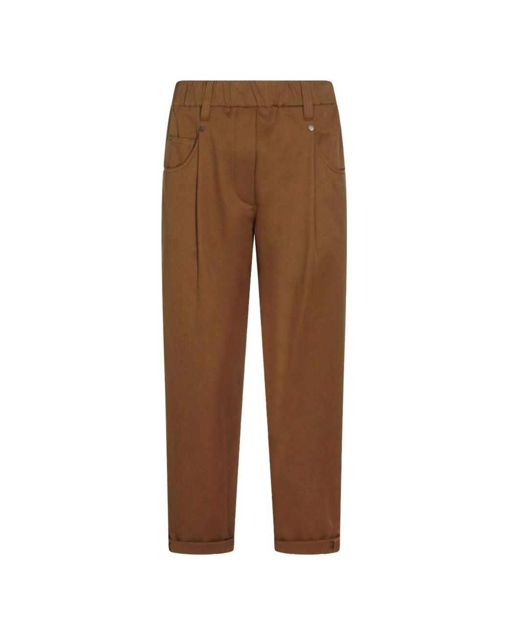 Brunello Cucinelli Brown Tapered Flat Front Pants