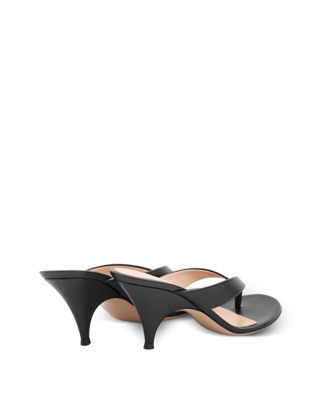Gianvito Rossi Black Sofia Leather Thong Sandals By