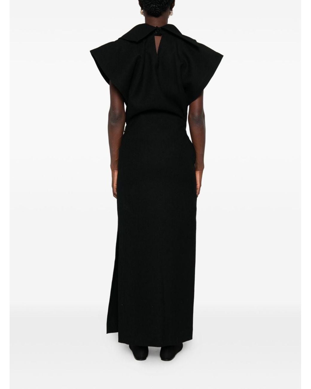 Issey Miyake Black Wool Midi Dress