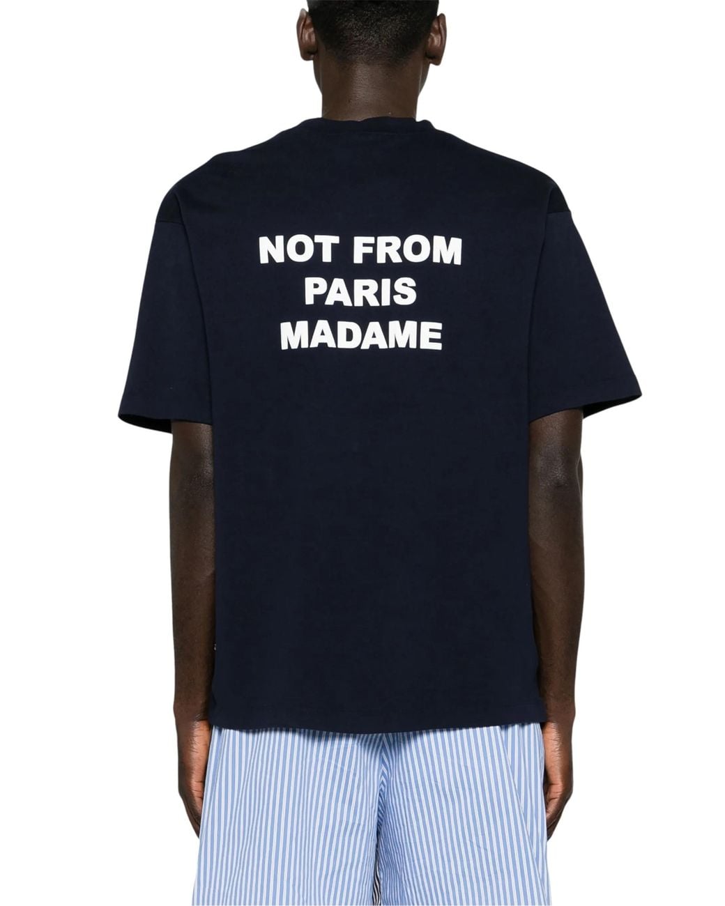 Drole de Monsieur Blue Slogan-Print T-Shirt for men