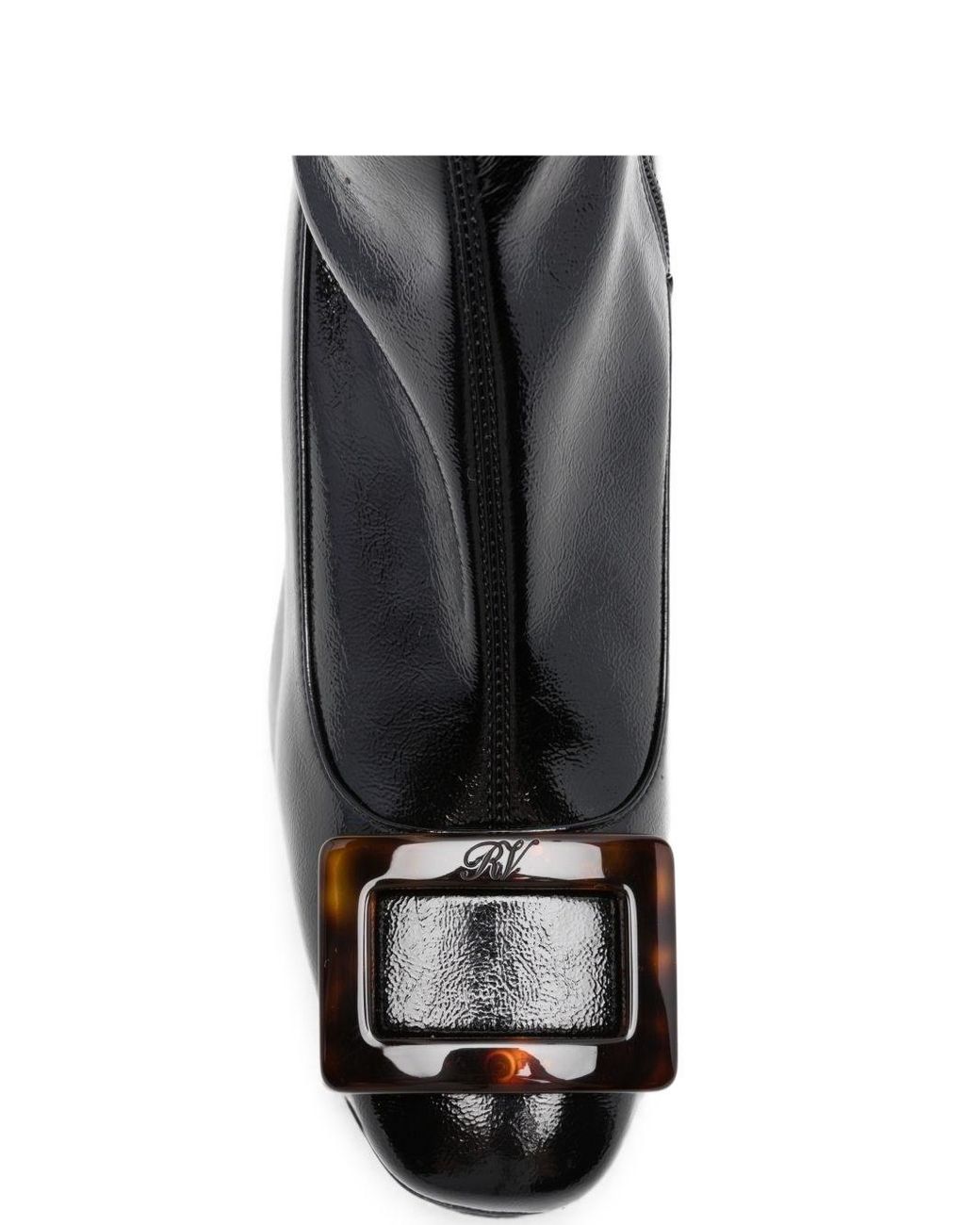Roger Vivier Black Roundy Turtle Leather Boots