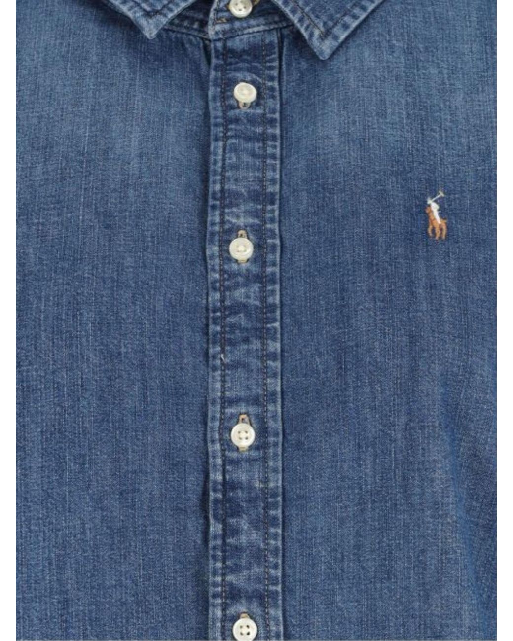 Polo Ralph Lauren Blue Denim Shirt With Logo