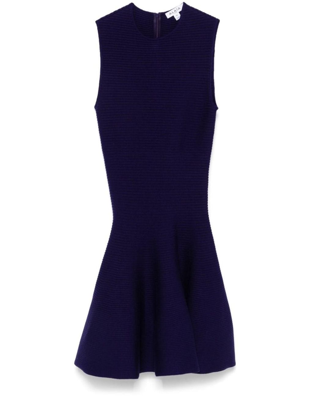 Alaïa Blue Wool Knitted Skater Dress