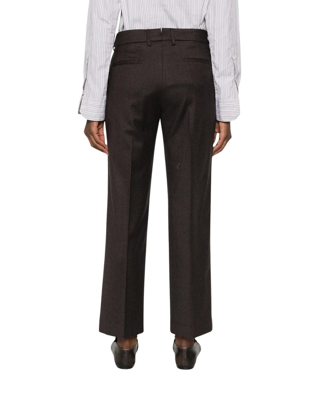 Berwich Black Pressed-Crease Belt-Loop Trousers for men