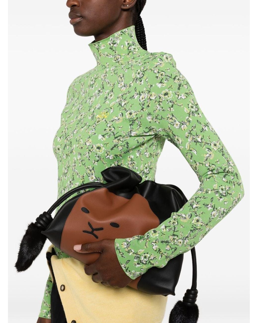 Loewe Green Flamenco Medium Leather Clutch