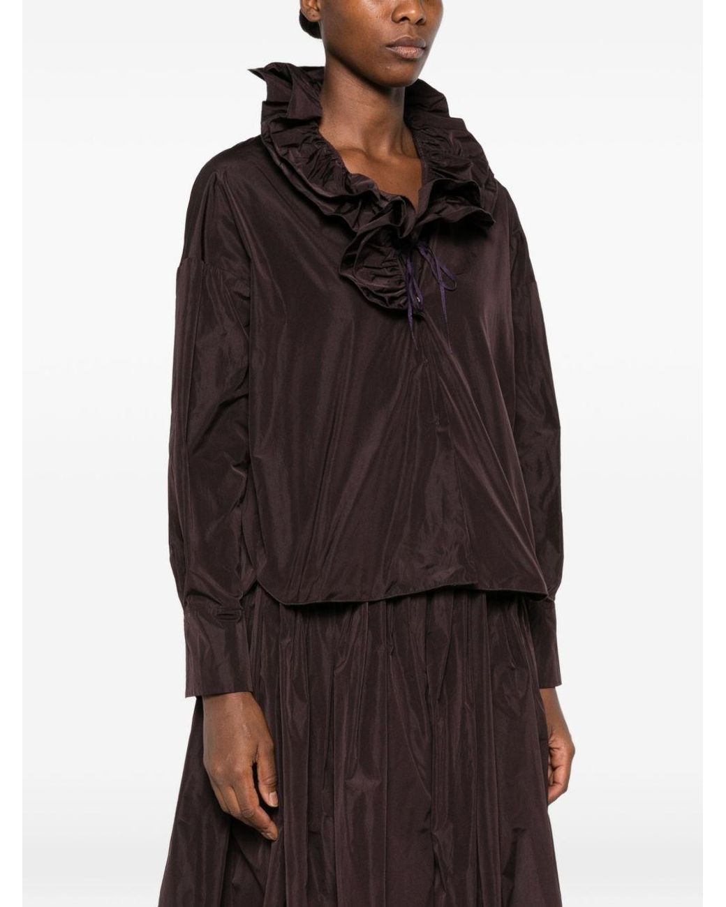 Susanne Bommer Black Ruffled Taffetas Blouse