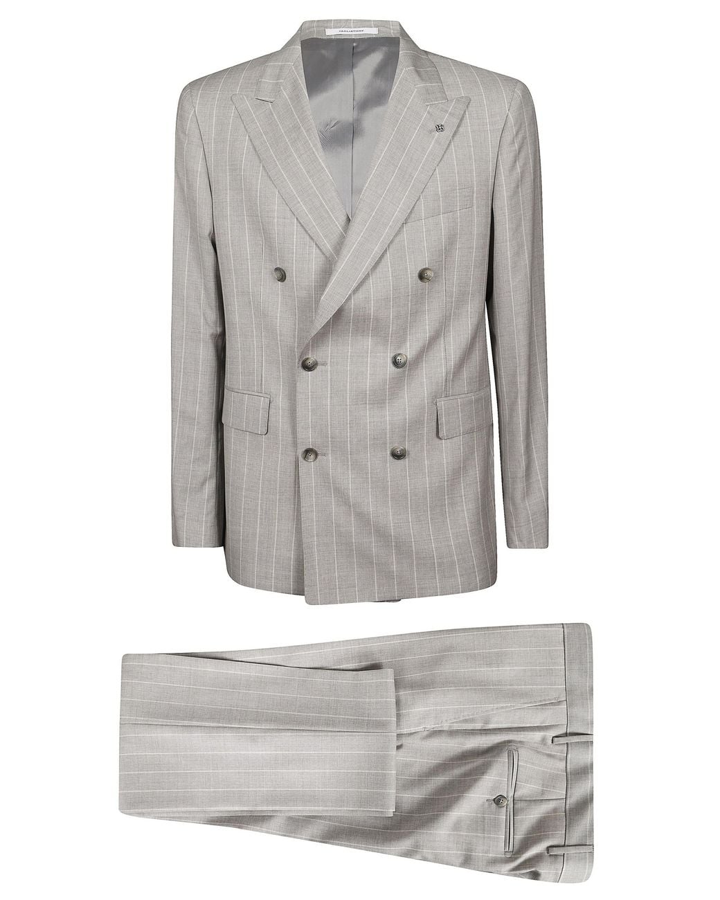 Tagliatore Gray Light Pinstripes Double Breasted Suit for men
