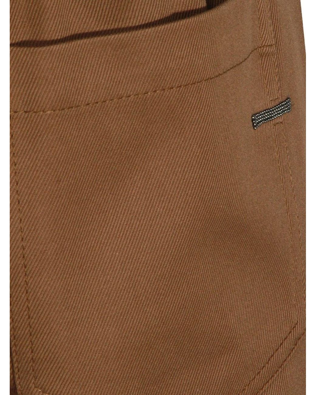 Brunello Cucinelli Brown Tapered Flat Front Pants