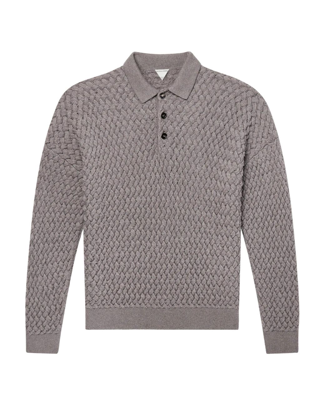 Bottega Veneta Gray Wool Polo Shirt for men