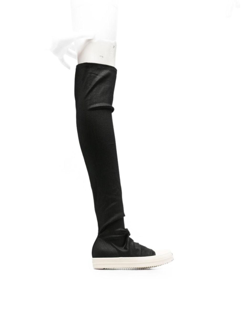 Rick Owens Black Over-The-Knee Denim Boots
