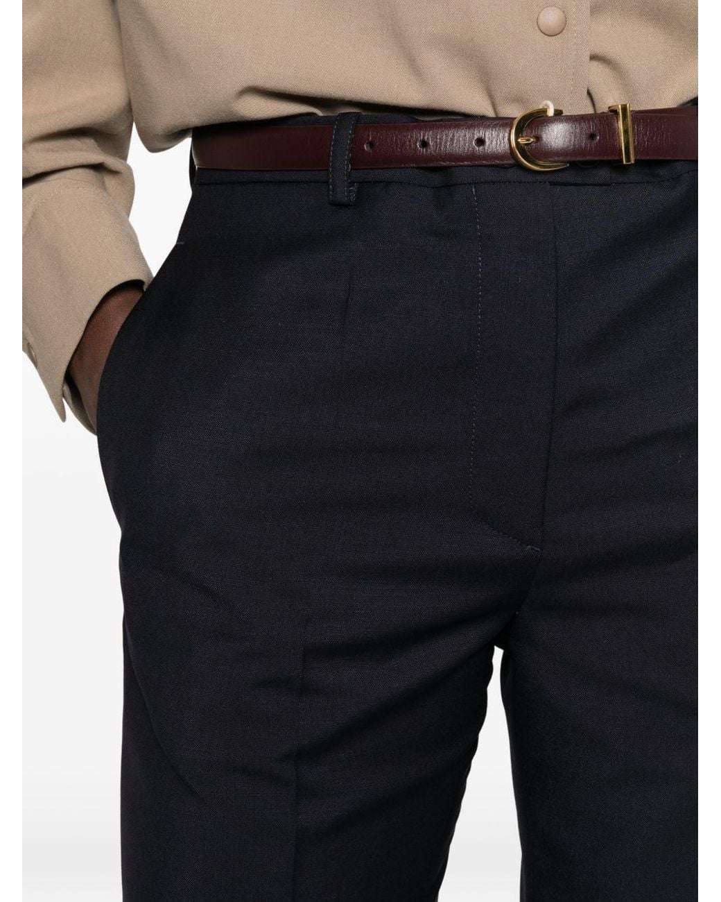 Jil Sander Blue Wool Straight Trousers