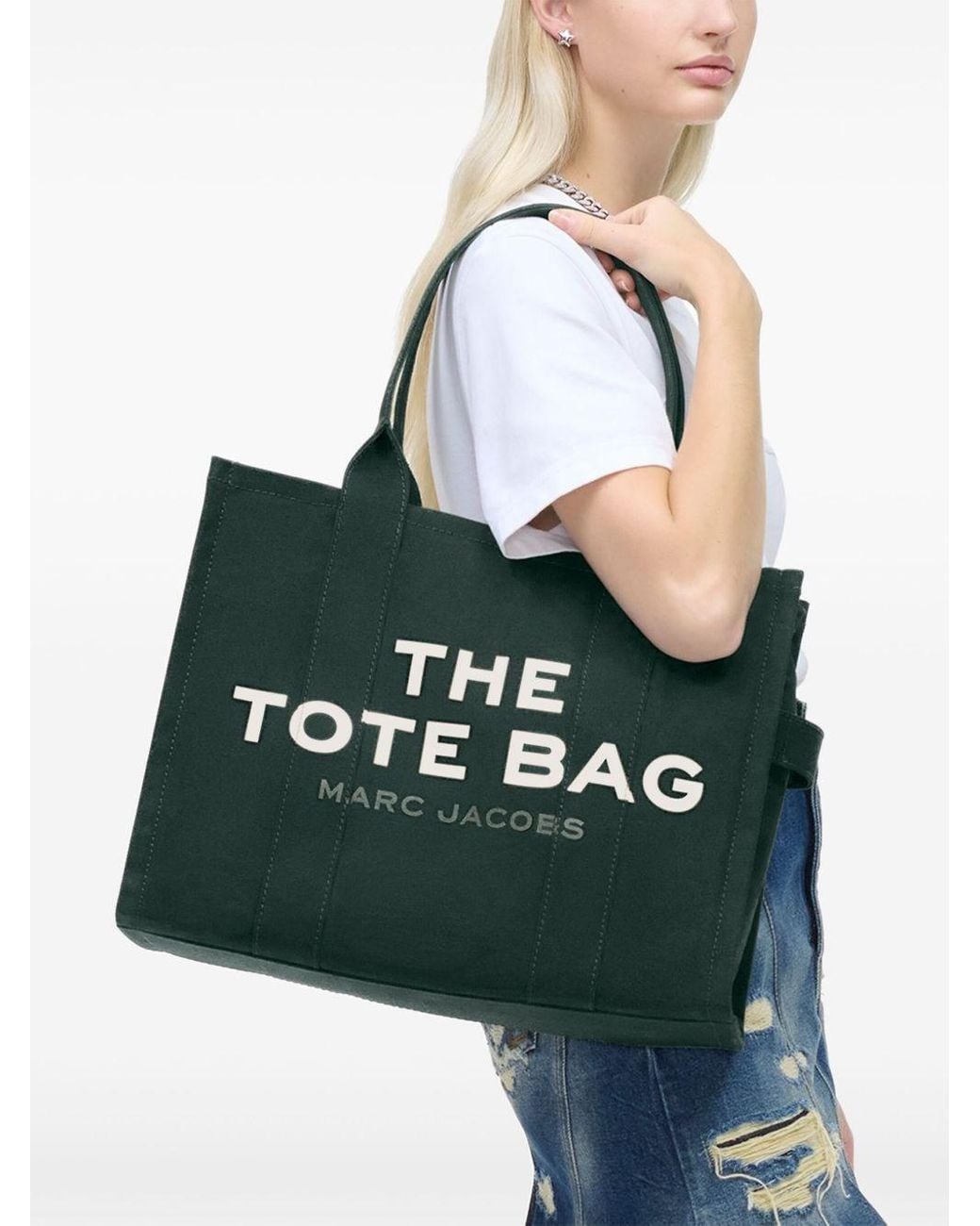 Marc Jacobs Women Tote Bag 'The Large Tote' With Contrast Logo Print In Green For Women