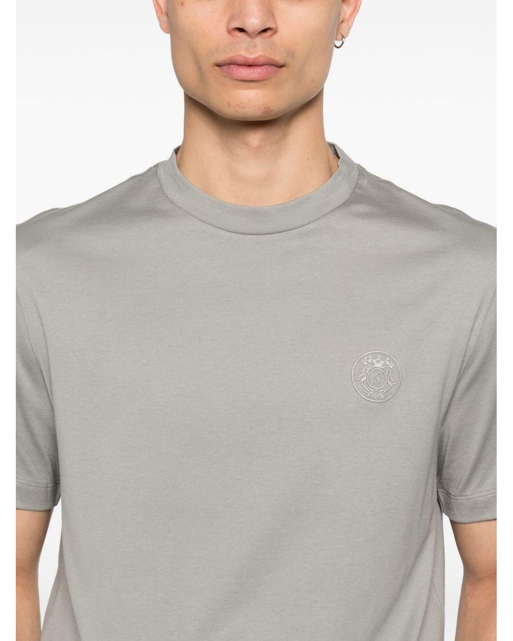 Brioni Gray Cotton T-Shirt for men