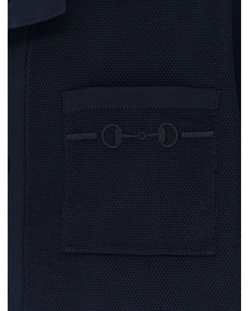 Gucci Blue Polo Shirt With Clamp Embroidery for men
