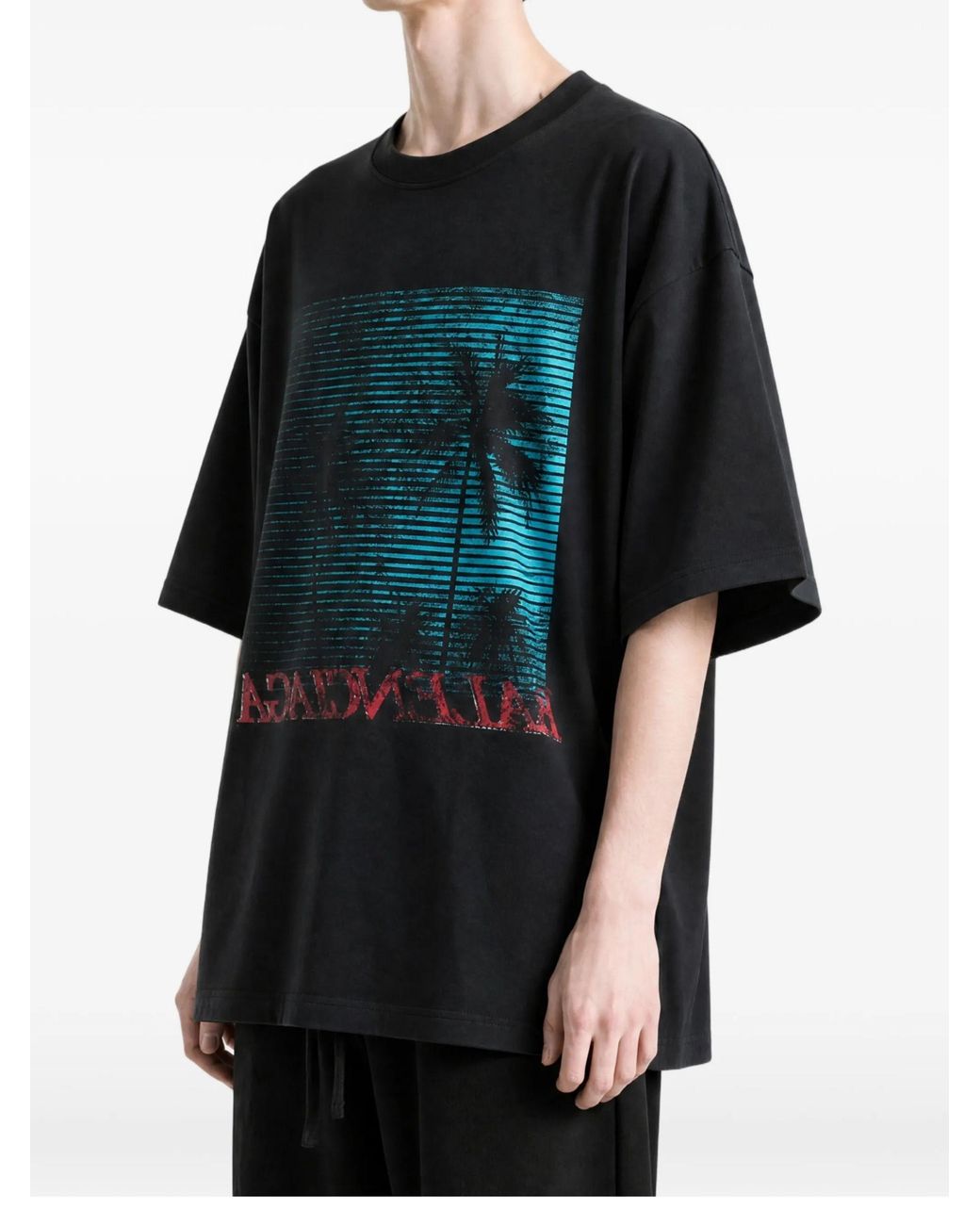 Balenciaga Blue Printed T-Shirt for men