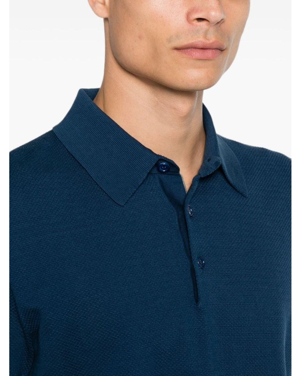 Brioni Blue Cotton Polo Shirt for men