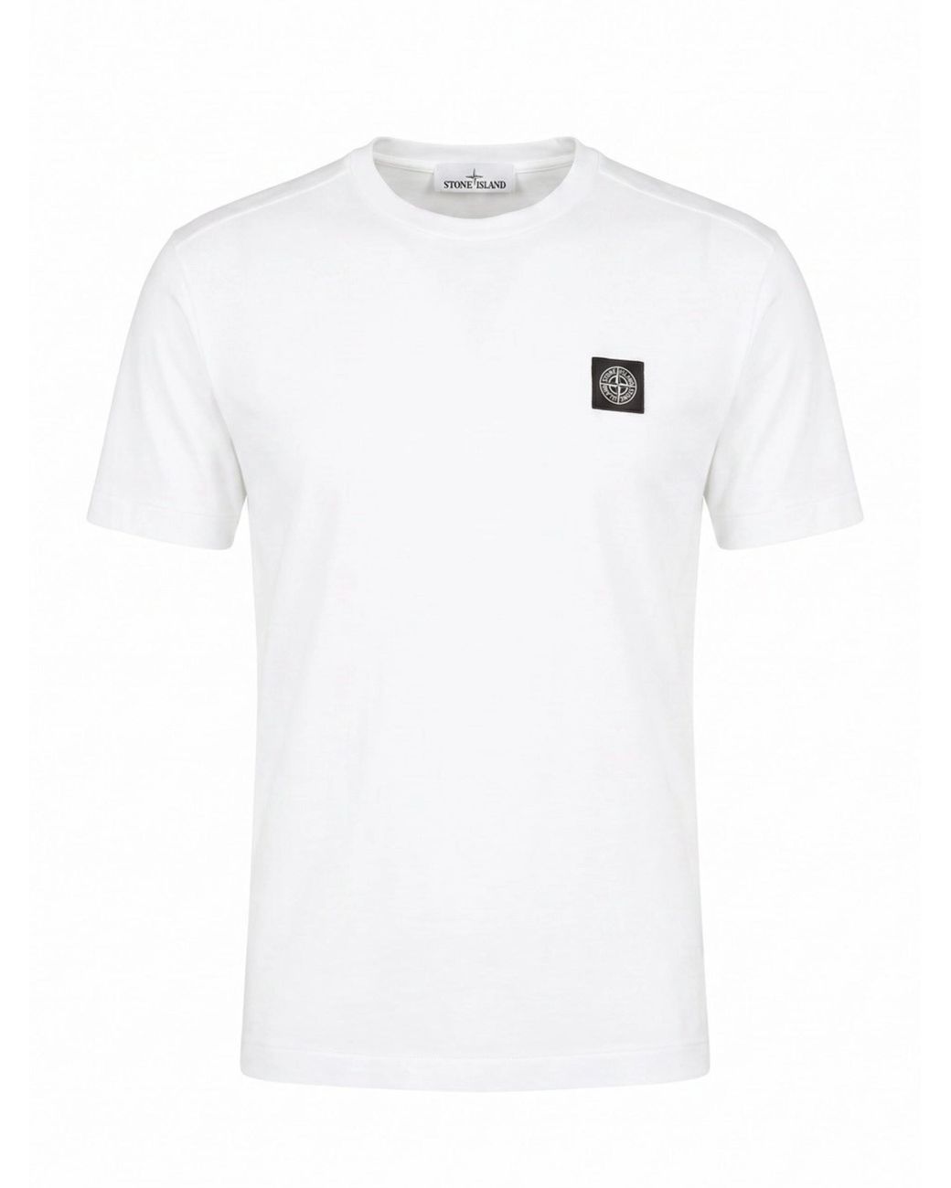 Stone Island White Logo Cotton T-Shirt for men