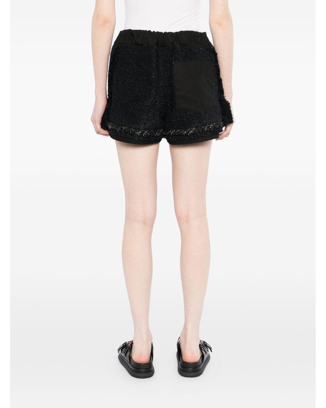Sacai Black Tweed Shorts