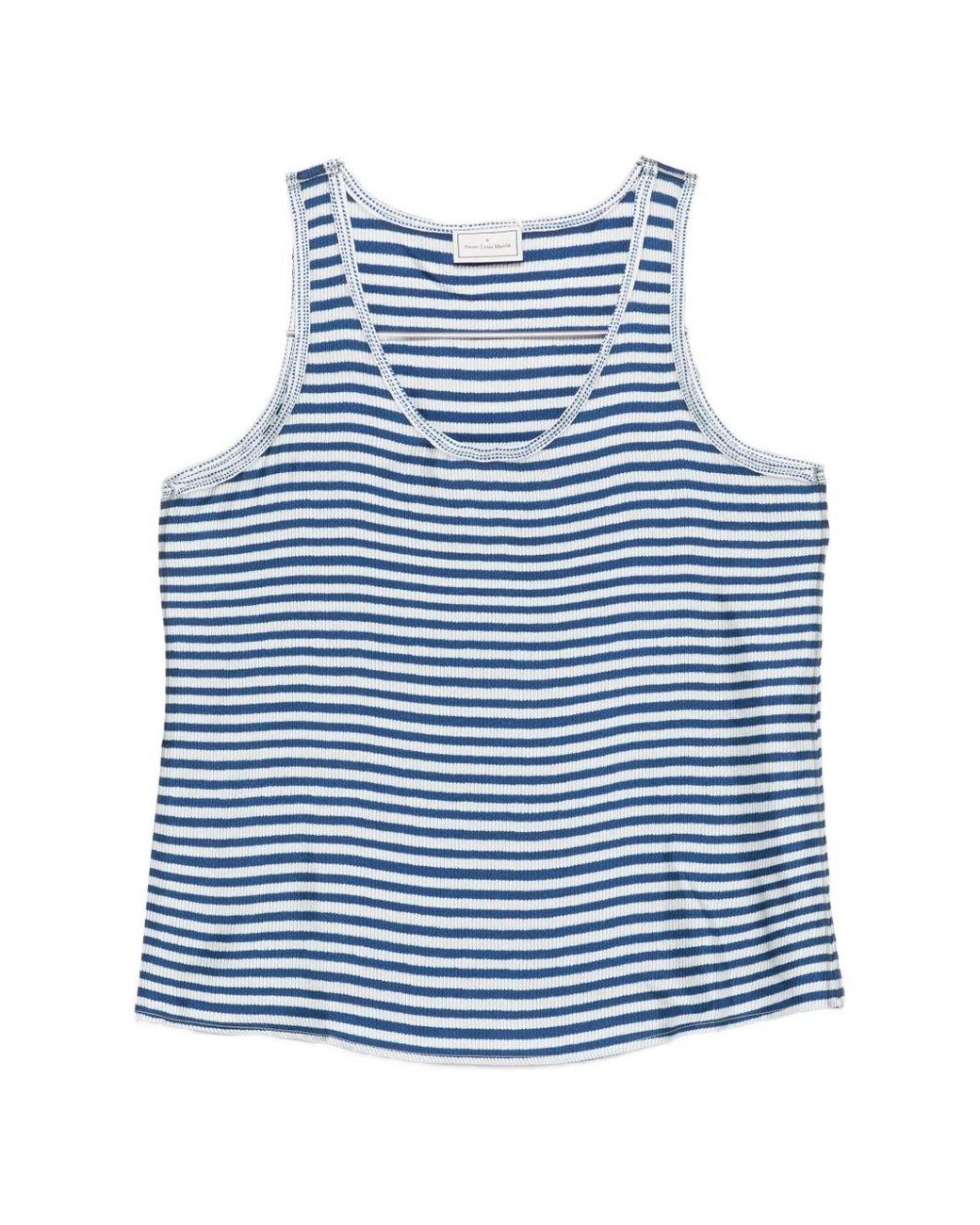 Pierre Louis Mascia Blue Striped Silk Top