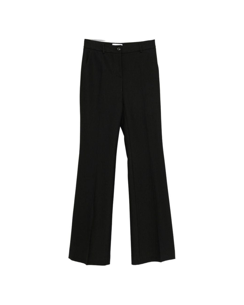 Via Masini 80 Black Wool Flared Leg Trousers