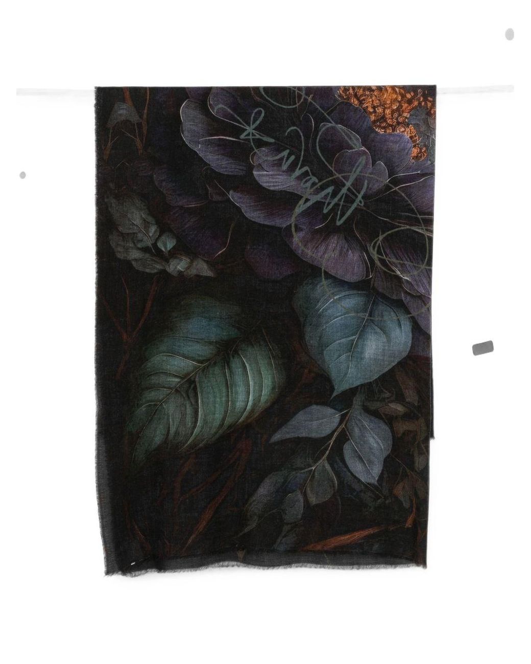 Faliero Sarti Black No Roses Print Wool Stole