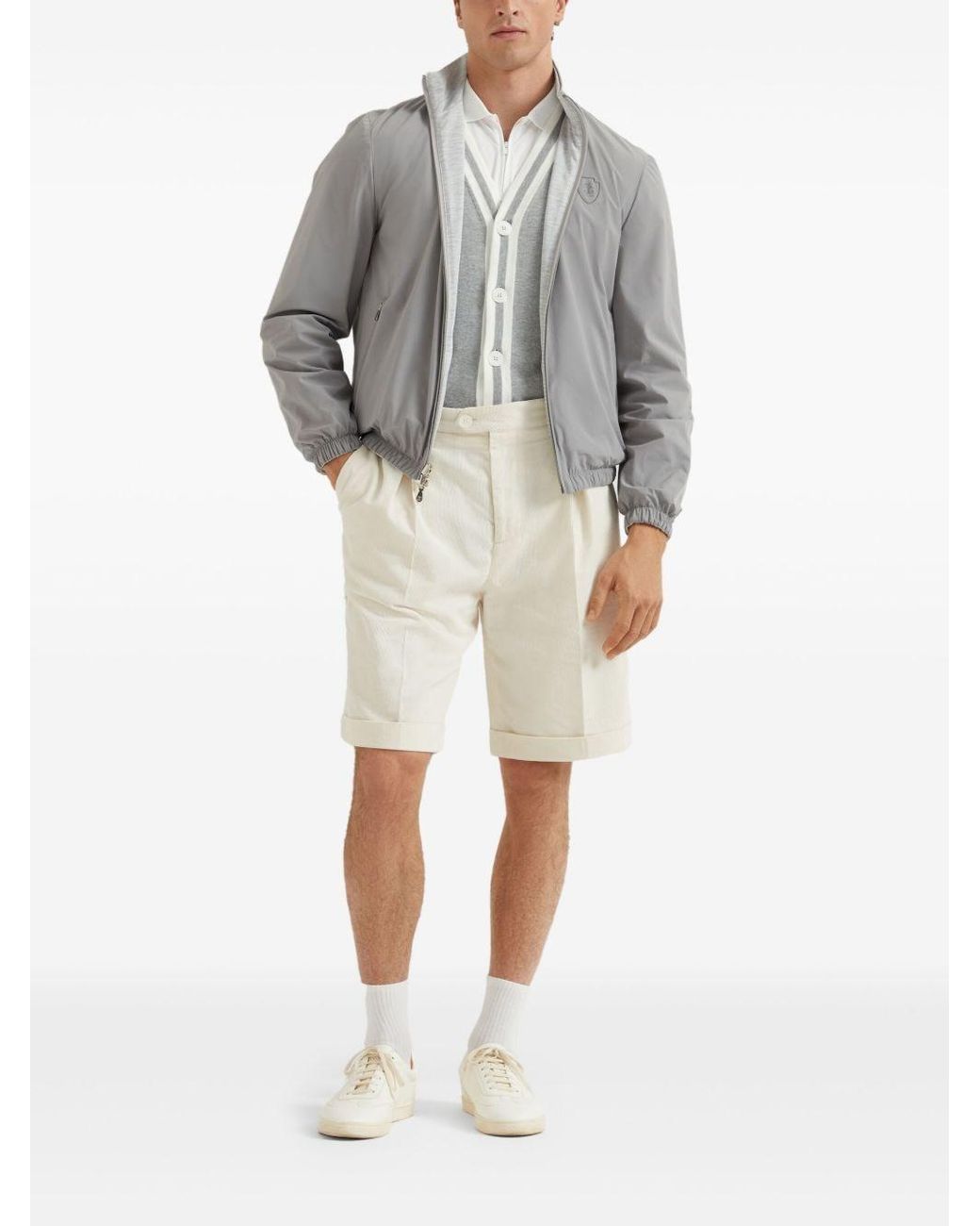 Brunello Cucinelli White Piquet Polo Shirt for men