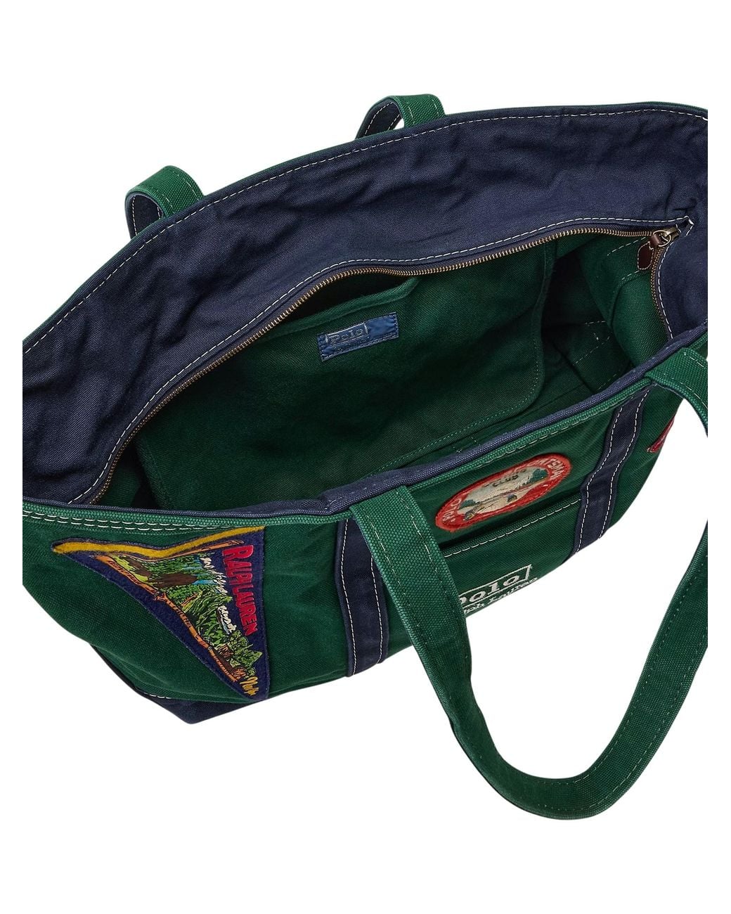 Polo Ralph Lauren Green Logo-Patch Canvas Tote for men