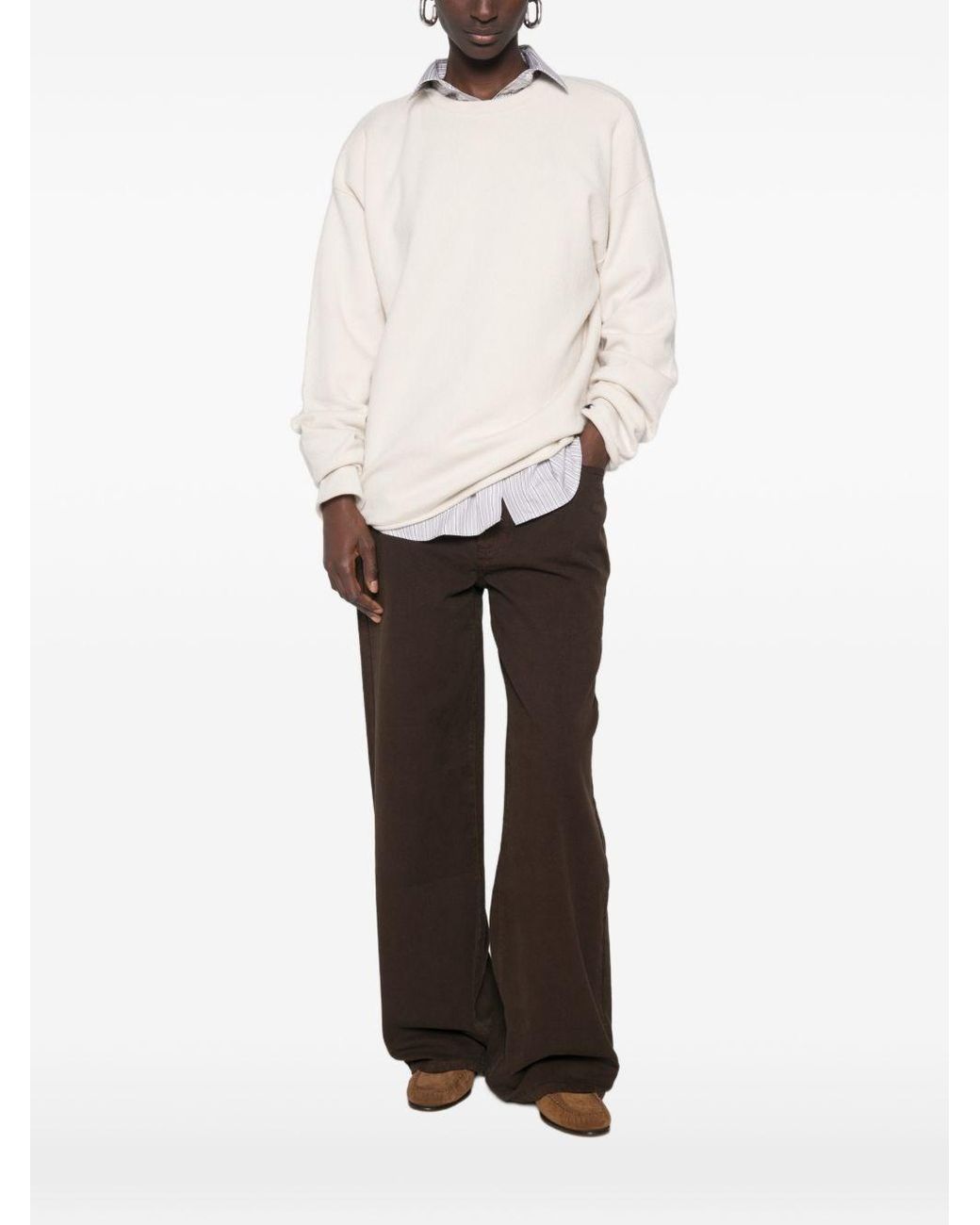 Extreme Cashmere White Cashmere Crewneck Sweater