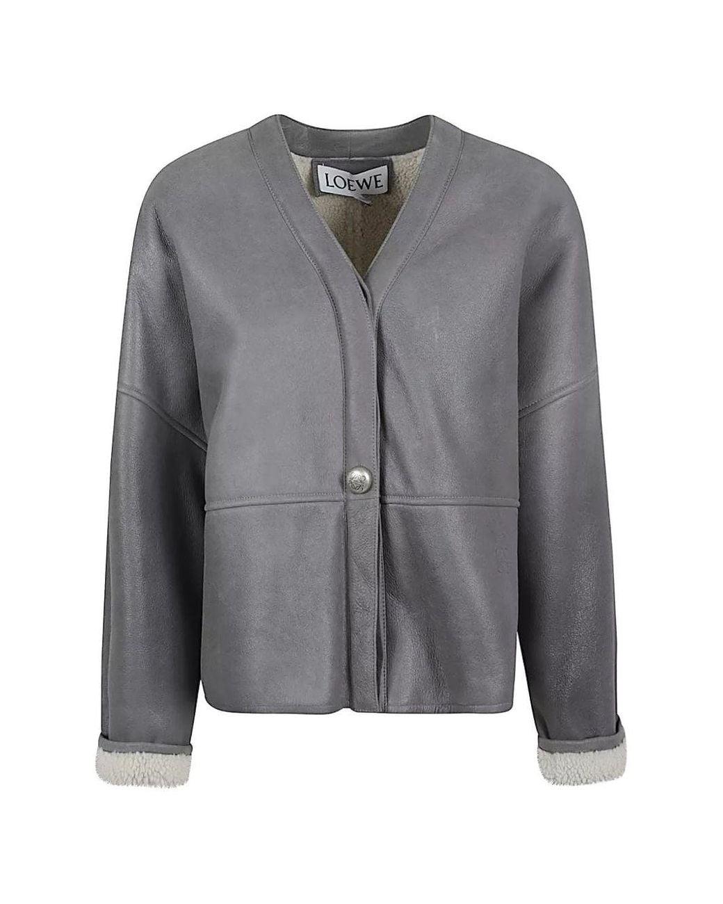 Loewe Gray Pebble Leather Jacket