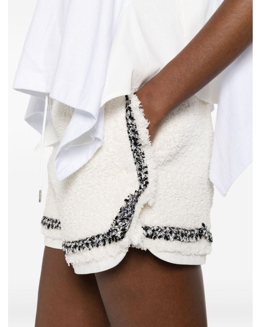 Sacai White Tweed Shorts