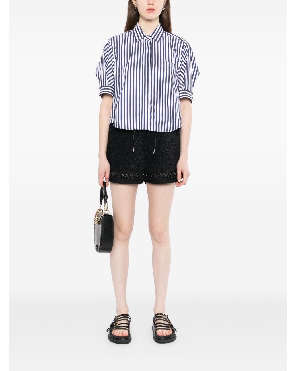 Sacai Black Tweed Shorts