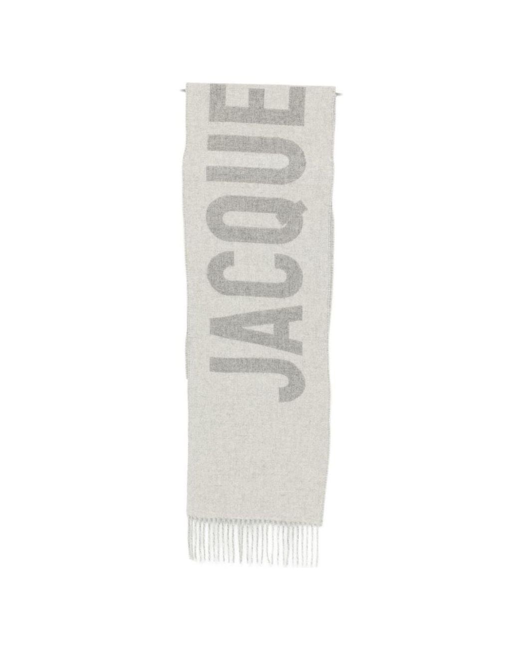 Jacquemus White Logo Wool Scarf