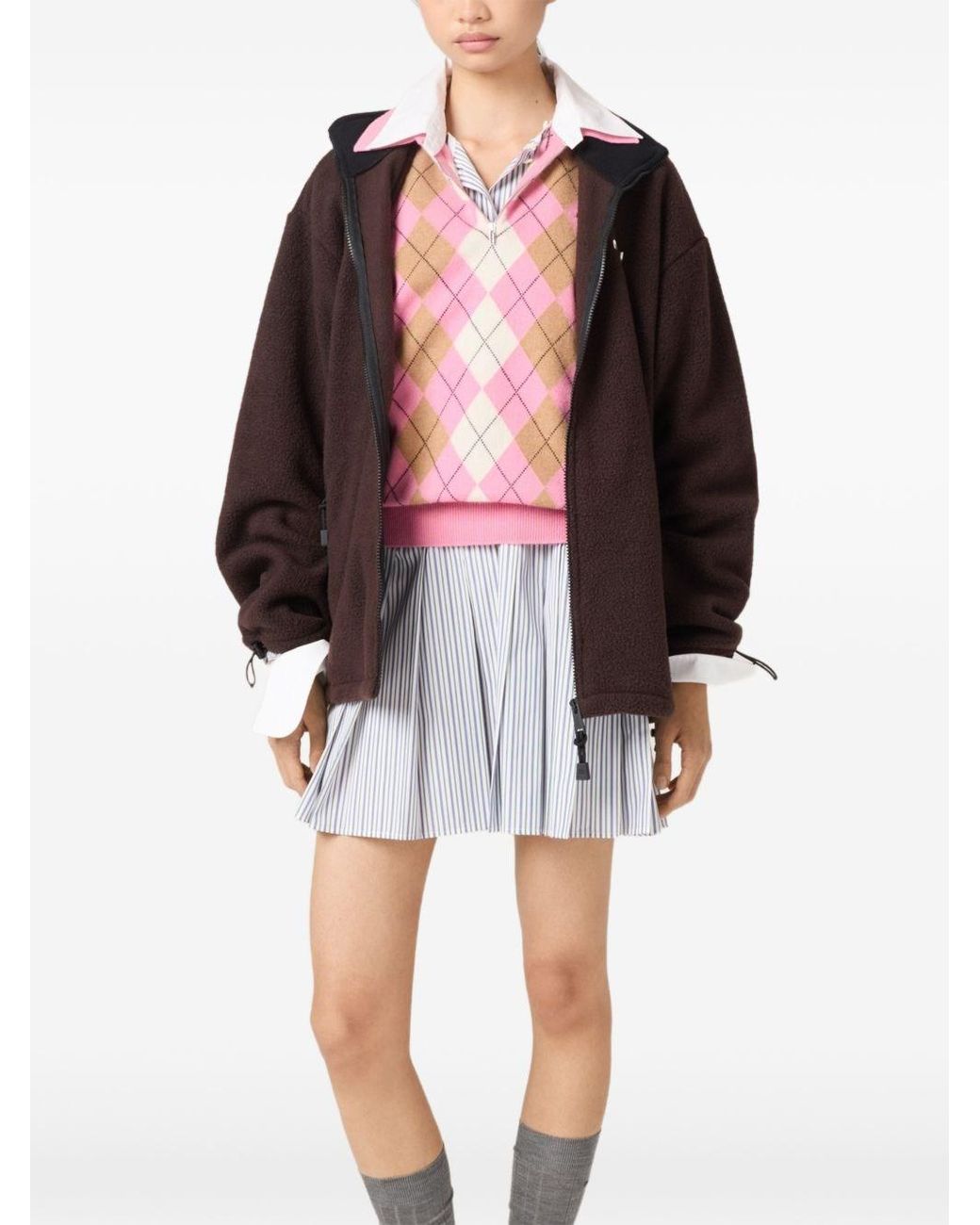 Miu Miu Brown Fleece Blouson Jacket