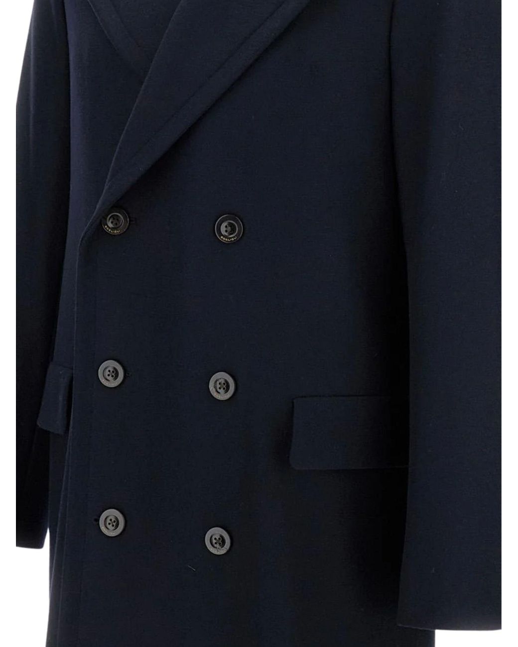 Boglioli Blue Wool Buttoned Coat for men
