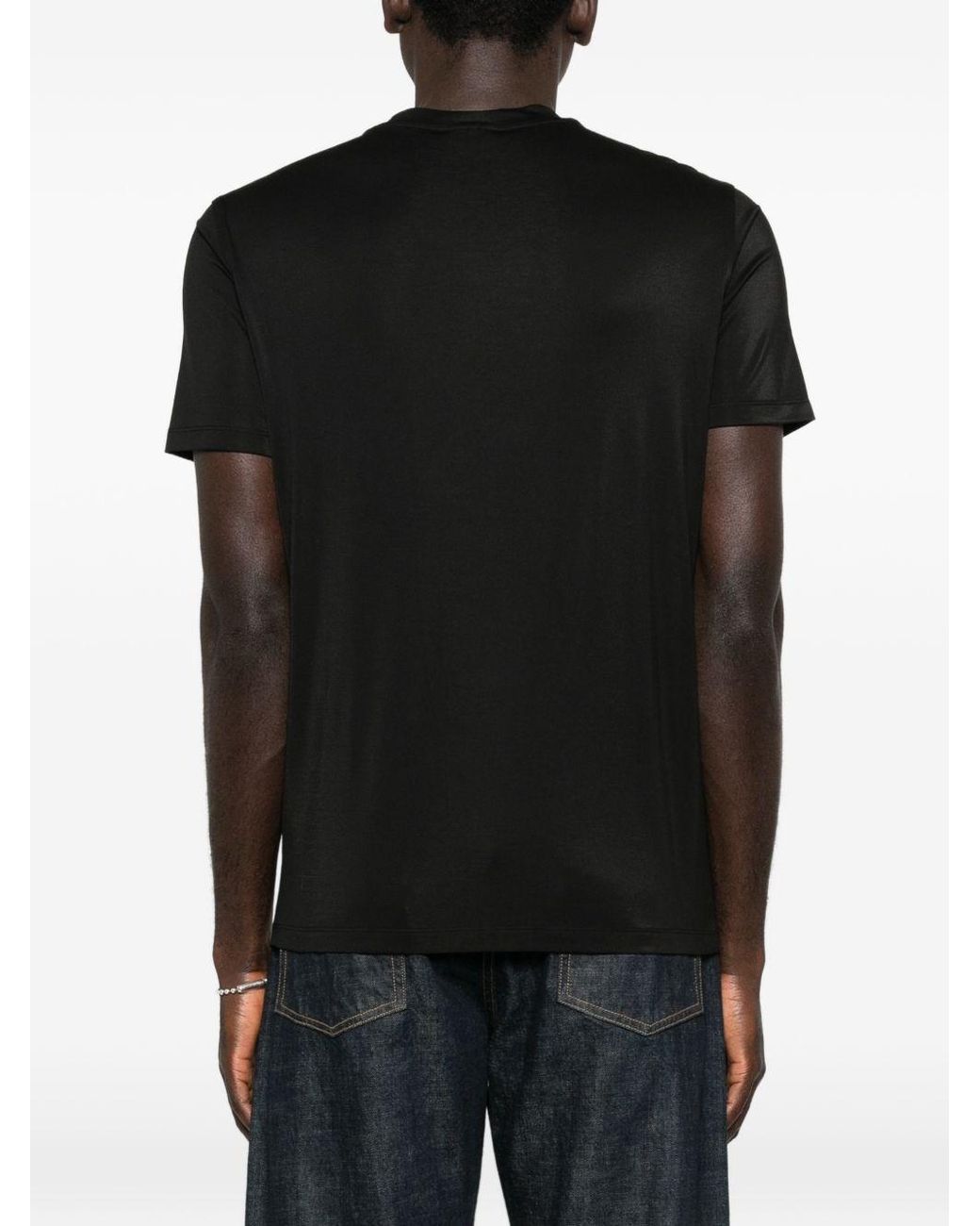 Emporio Armani Black Modal And Silk Blend T-Shirt for men