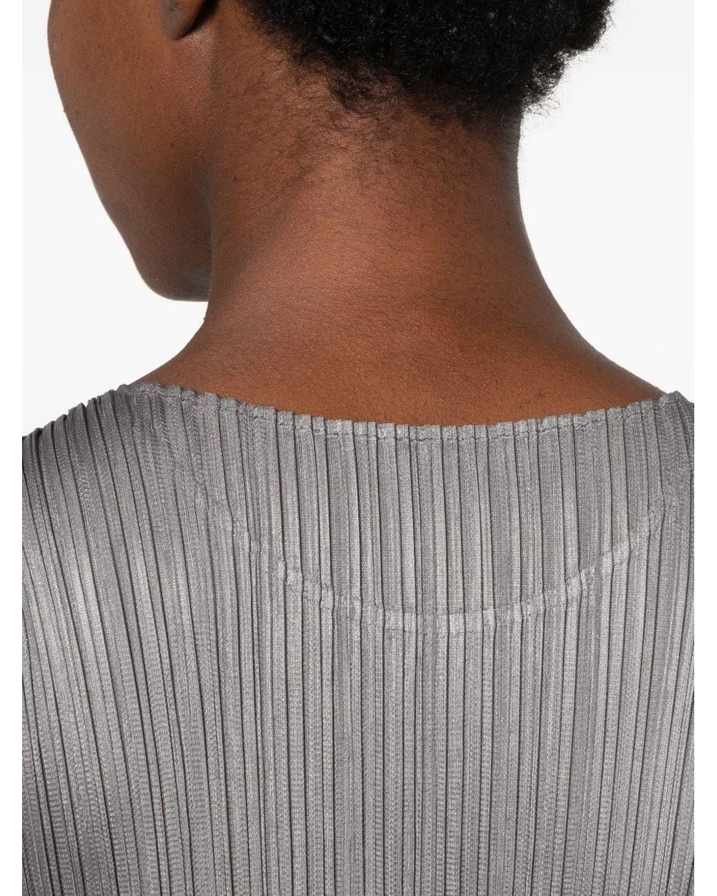 Pleats Please Issey Miyake Gray Pleated Long Dress