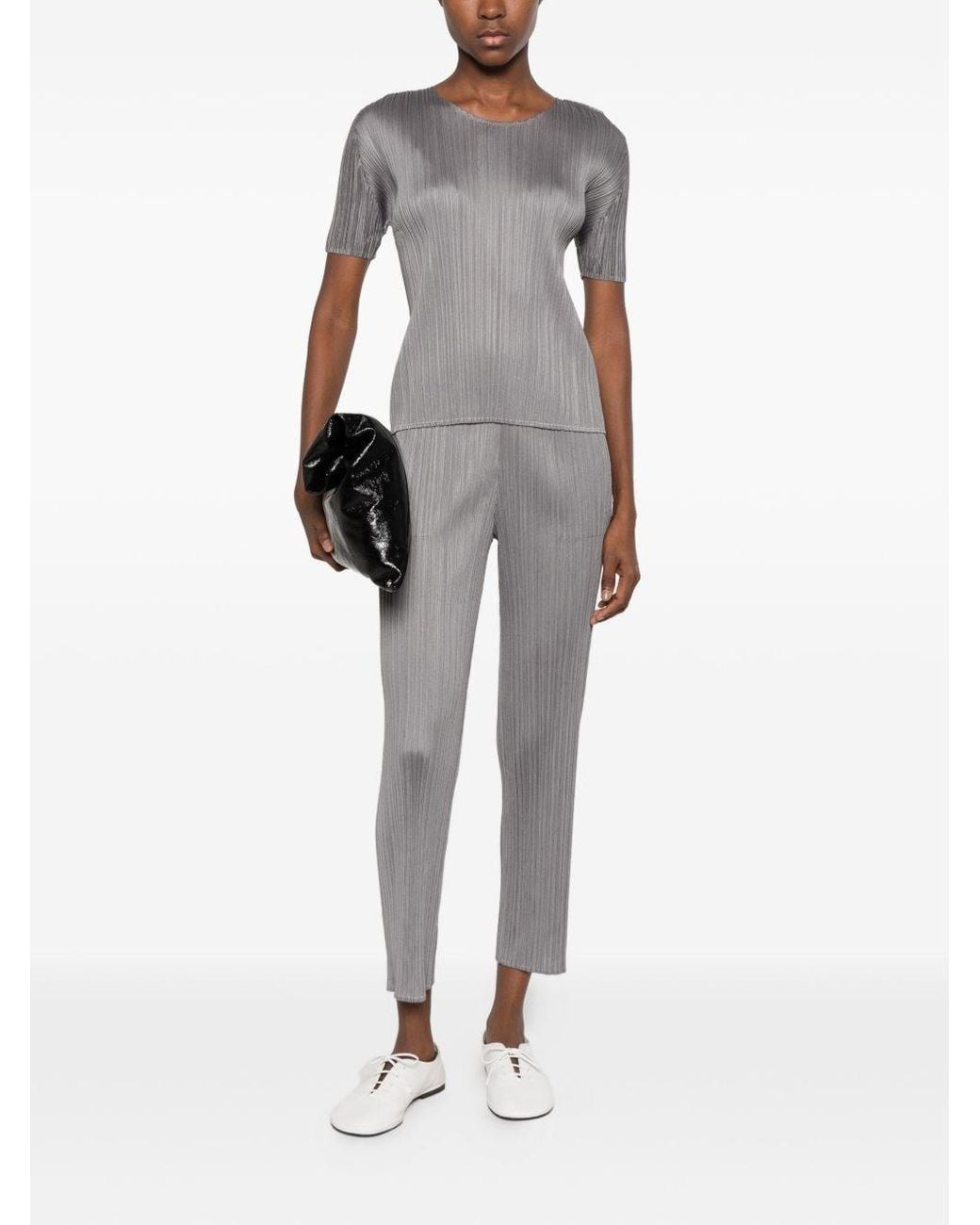 Pleats Please Issey Miyake Gray Pleated -Tshirt