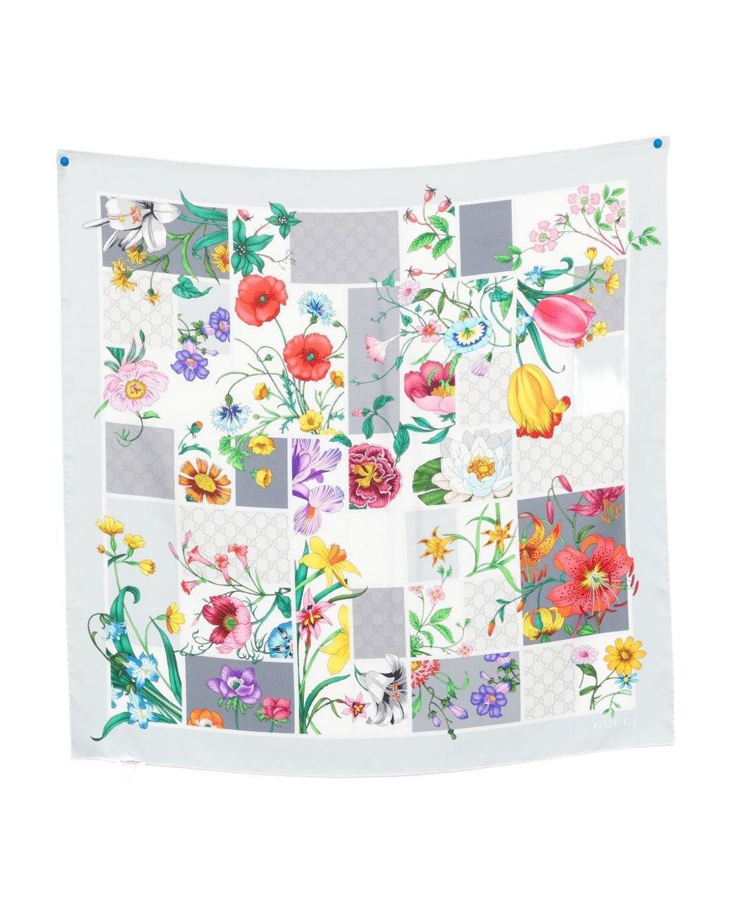 Gucci Blue Printed Silk Foulard