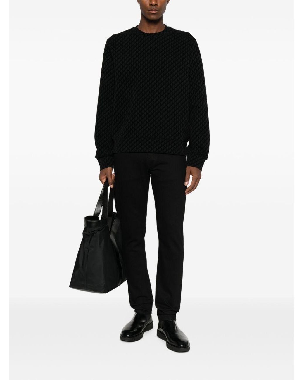 Emporio Armani Black Logo Cotton Sweatshirt for men