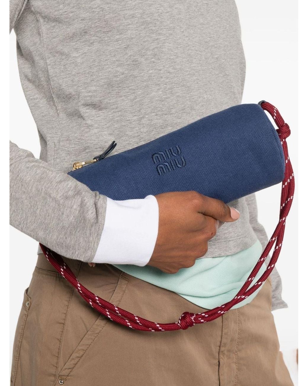 Miu Miu Blue Cotton Pouch