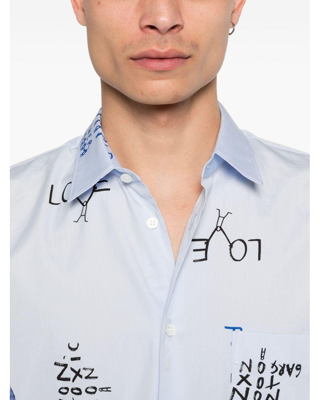 Comme des Garçons Blue Shirt With All-Over Print for men